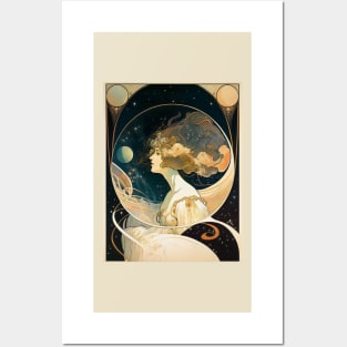 Girl In Space Art Nouveau Alphonse Mucha Inspired Design Posters and Art